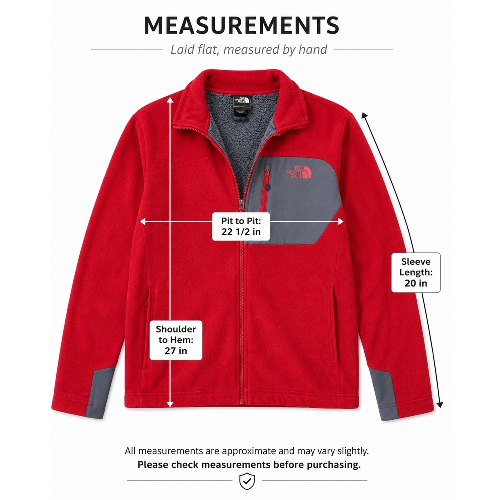 The North Face Fleece Jacket Mens Large Red Excellent Full Zip C738 Contrast - Picture 4 of 14